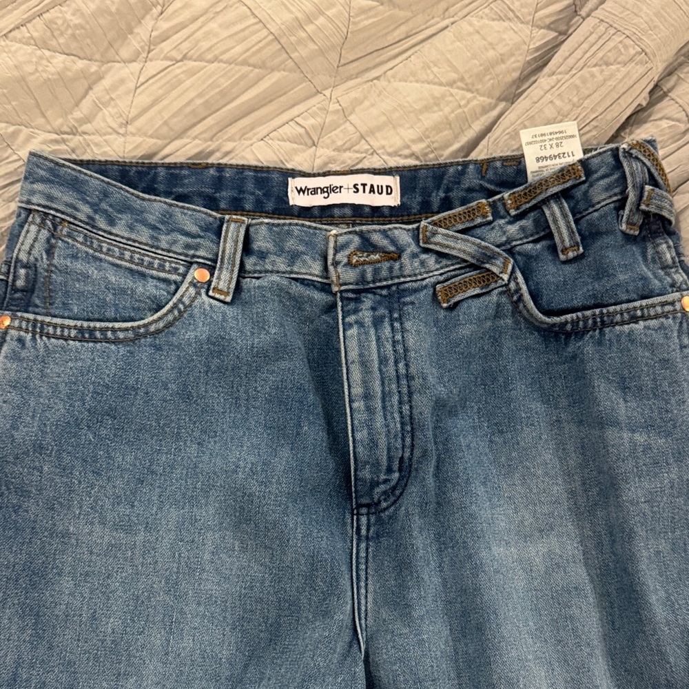STAUD x Wrangler Blue Wide Leg Jeans